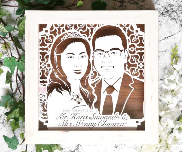 Cutteristic – Wedding Gift – Haris Suwando & Wenny Chuarsa (3) Sketsa wajah paper cutting untuk kado pernikahan unik & eksklusif kepada sahabat, keluarga, teman kerja/kolega