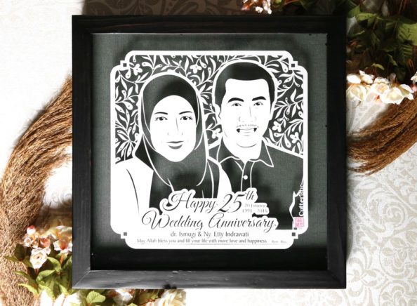 Cutteristic – Kado Wedding Anniversary – Ismugi Etty Indrawati (3) Sketsa wajah paper cutting untuk kado ulang tahun pernikahan/anniversary unik & eksklusif kepada sahabat, orang tua, teman kerja/kolega
