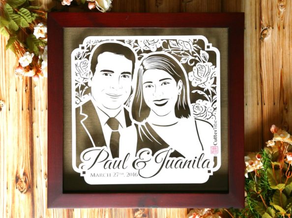 Cutteristic – Kado Wedding – Paul Juanita (2) Sketsa wajah paper cutting untuk kado pernikahan unik & eksklusif kepada sahabat, keluarga, teman kerja/kolega