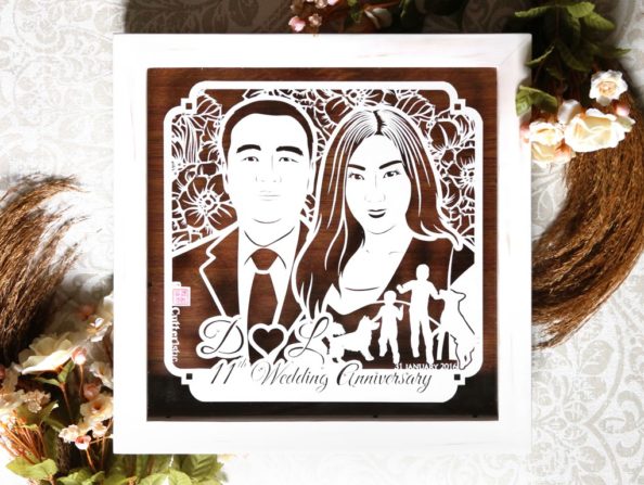 Cutteristic – Wedding Anniversary Gift – 11th D & L (2) Sketsa wajah paper cutting untuk kado ulang tahun pernikahan/anniversary unik & eksklusif kepada sahabat, orang tua, teman kerja/kolega
