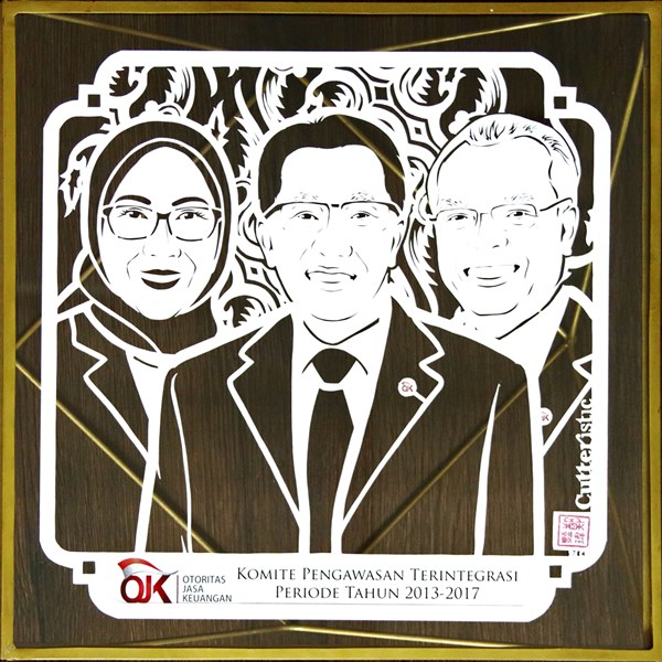 Sketsa wajah paper cutting untuk kado farewell perusahaan yang unik & eksklusif, tanda perpisahan untuk atasan, bos/kolega